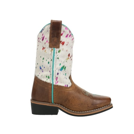 

Dan Post Boots Kids Girls Rumi Metallic Square Toe Cowboy Casual Boots Mid Calf