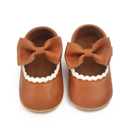 

TALKVE Toddler Girls Bowknot Princess Wedding Party Dress Shoes Rubber Sole Crib Shoes For First Walking