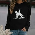 thumbnail image 2 of Bcresic Women Tshirt Cowboy Silhouette Graphic Tops Comfy Long Sleeve Shirts Round Neck Blouses Trendy Tunic Sweatshirts Top Juniors Spring Tees 2025,#09_Crewneck Tee Black,Small, 2 of 4