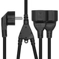 thumbnail image 5 of Europe CEE7/7 Schuko 1-to-2 Outlet Power Cord Splitter Extension Cord,Power Cord Euro Schuko Plug CEE7/7 Male to 2X Schuko Socket Female Y Splitter Cord (Elbow 1-to-2, Black, 1ft/30cm), 5 of 8