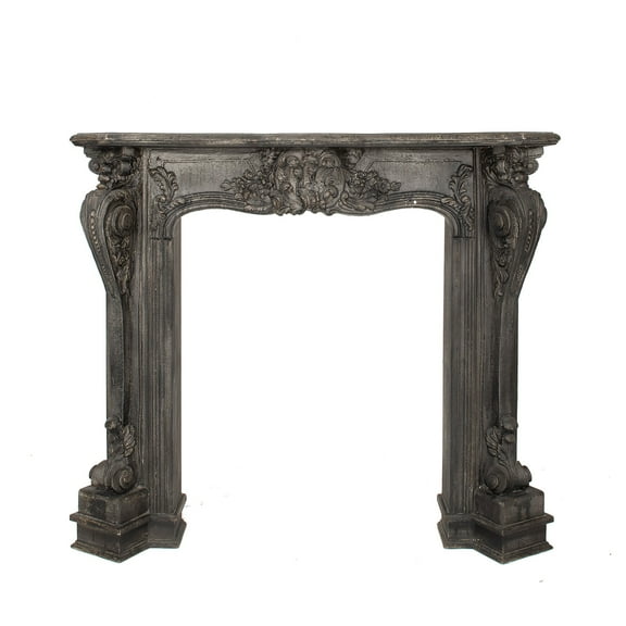 Creative Co-Op Ornate Decorative Fireplace Mantel, Distressed Black
