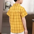 thumbnail image 6 of XuJwPNcy Little Boys Button Down Shirts Short Sleeve Comfy Plaid Tops Infant Collar T-Shirts Kids Summer Outfits with Pocket, 6 of 7