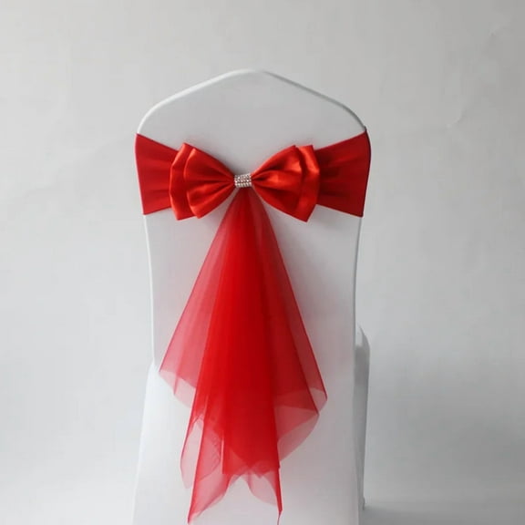 Elegant Chair Sashes: Wedding, Hotel, and Conference Decoration with Sheer Organza Fabric and Elastic Band Holiday Celebration