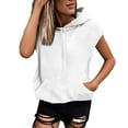 thumbnail image 2 of Dorinao Hoodies for Teen Girls Short Sleeve Preppy Puff Print Graphic Sweatshirt Casual Summer Pullover Tops, White Women Blending Shirts, M, 2 of 7