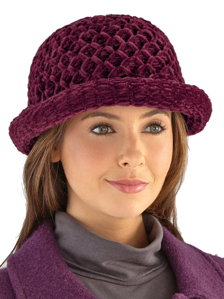 Roll Brim Chenille Winter Hat, Woven 