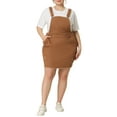 thumbnail image 2 of Agnes Orinda Women's Plus Size Denim Overall Dress Adjustable Strap Casual Denim Suspender Dress 3X Brown, 2 of 6