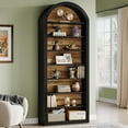 thumbnail image 3 of Tribesigns 78.7" Tall Arched Bookshelf, Modern White Arched Bookcase with Storage Shelves, 8-Tier Floor Standing Wood Open Display Shelving Unit for Living Room, Bedroom, Home Office (Black), 3 of 5