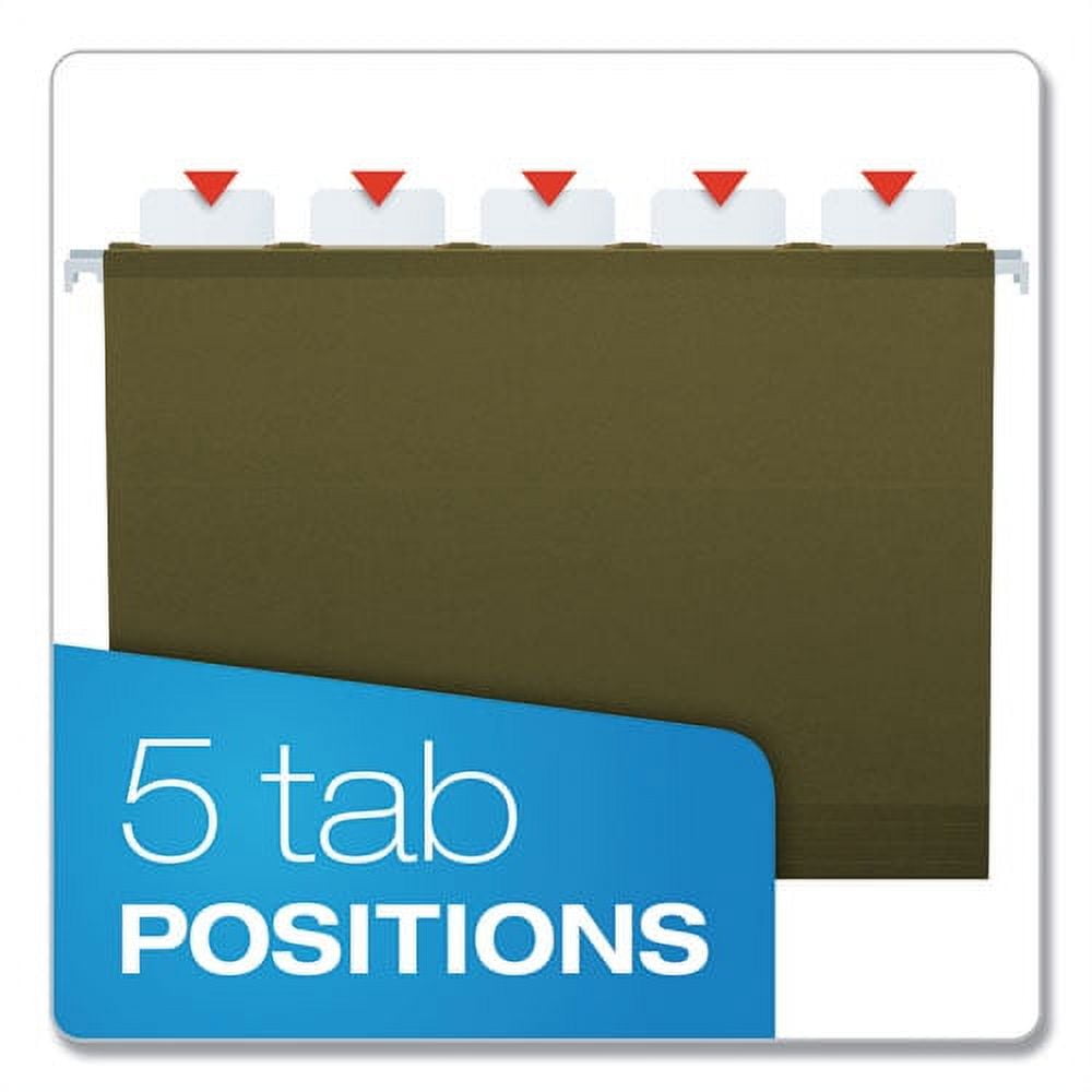 "Ready-Tab Reinforced Hanging File Folders, Letter Size, 1/5-Cut Tab, Standard Green, 25/box | Bundle of 2 Boxes"