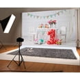 thumbnail image 2 of ABPHOTO Polyester 7x5t Girl's 1st Birthday Backdrop Interior Banner Candy Gifts Flowers Chair Table Backdrops for Photography White Carved Wall Photo Background Baby Kids Happy Birthday Studio Props, 2 of 4