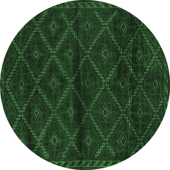 Ahgly Company Indoor Round Abstract Emerald Green Contemporary Area Rugs, 5' Round