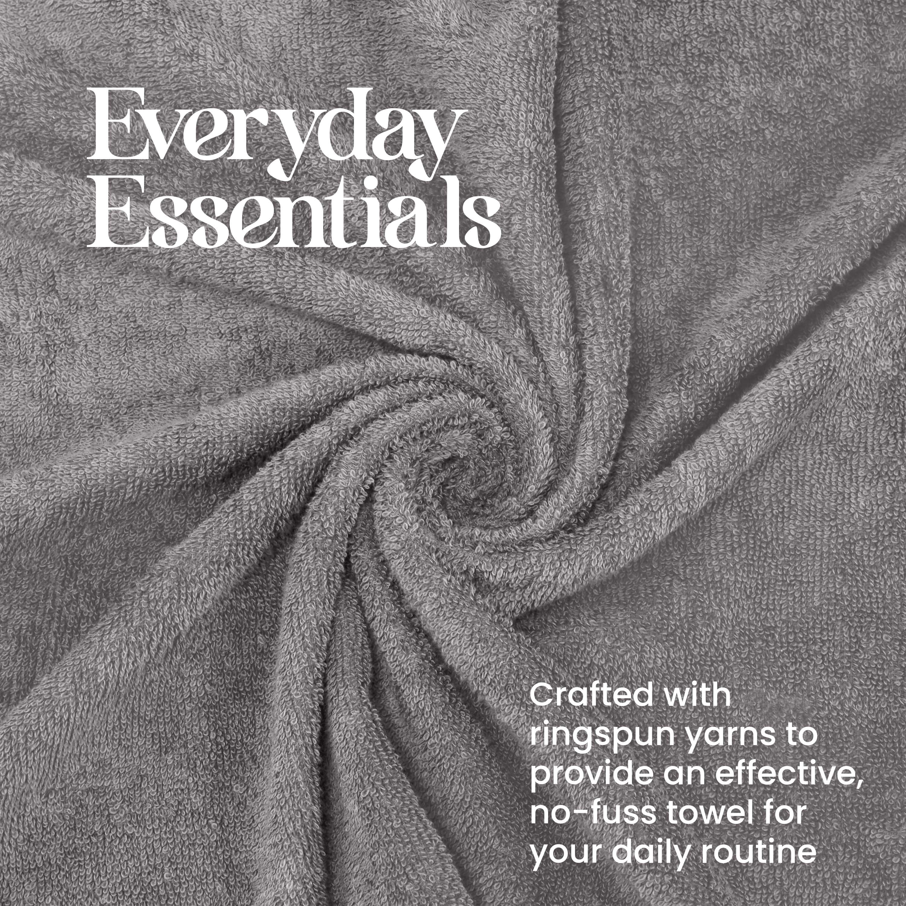 Utica 6-Piece Towel Set | 100% Cotton Soft & Absorbent Everyday Towels | Grey