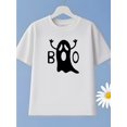 thumbnail image 1 of Halloween T-shirt - Boys' Halloween "BOO" Graphic T-Shirt - Soft, Breathable Short Sleeve Round Neck Tee with Playful Ghost Design, Machine Washable, Perfect for Summer & Casual Wear, 1 of 6