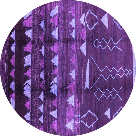 Ahgly Company Indoor Round Solid Purple Modern Area Rugs, 7' Round