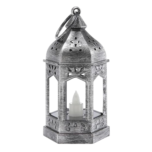 Vela electrónica de estilo europeo, lámpara de viento, gancho colgante decorativo, luz de vela para fiesta, boda, Patio, decoración interior y Argén perfecl Linterna de vela electrónica
