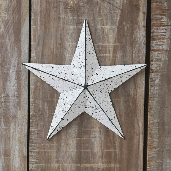 VHC Brands Patriotic Faceted Metal Star White Wall Hanging 8x8, Independence Day Decor, American Star Design, Distressed Appearance Metal Wall Hanging, Star Shape, Country, Matte White