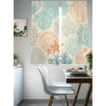 thumbnail image 4 of Coastal Turquoise Sheer Curtains 72 Inch Length 2 Panels Set, Ocean Coral Starfish Shell Modern Sea Voile Window Treatment Rod Pocket Curtains Sheers Drapes for Bedroom/Living Room/Kitchen 52"x72"x2, 4 of 7