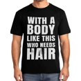 thumbnail image 1 of Camisetas de manga corta para hombre con texto "Body Who Need Hair", cuello redondo y grafiti vintage., 1 of 8