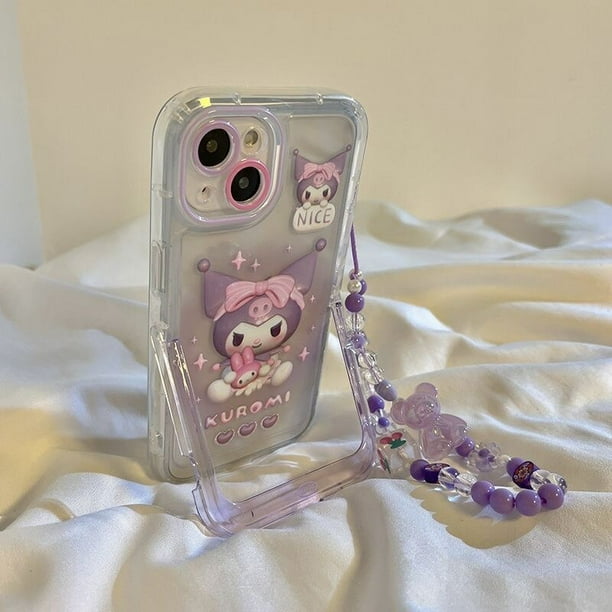 Sanrio kuromi-fundas de teléfono con pulsera para iPhone 14, 13, 12, 11 Pro Max, 14Pro Fivean unisex