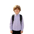 thumbnail image 5 of SGMVNU School Uniform for Girls Boys Long Sleeve Pleated Dress Shirt Lapel Collar Button Down Blouse Spring Fall, Size 11-12 Years, Purple, 5 of 6