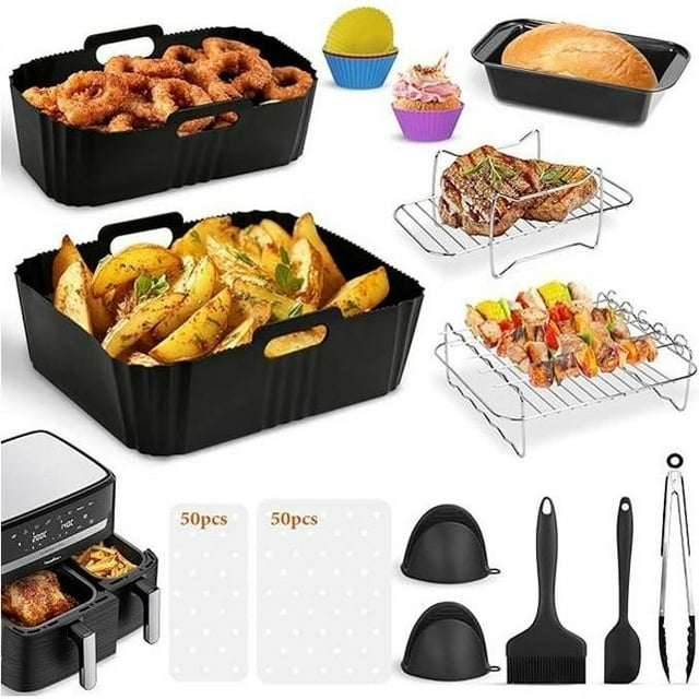 Dual Air Fryer Accessories For Moulinex Ez9018 5.2/3.1 L, 17 PCS Set For Philips Airfryer Series 3000/Tefal Easy Fry, Mit