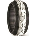 thumbnail image 5 of Titanium/Silver Two-Tone Edward Mirell Black Ti & Sterling Silver Inlay Polished Scroll Ring (Size 12.5) Made In United States emr300-12.5, 5 of 5