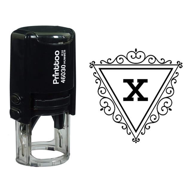 Printtoo X Alphabet Swirl Border Triangle Monogram Initial Self Inking Rubber Stamp Office Stationary