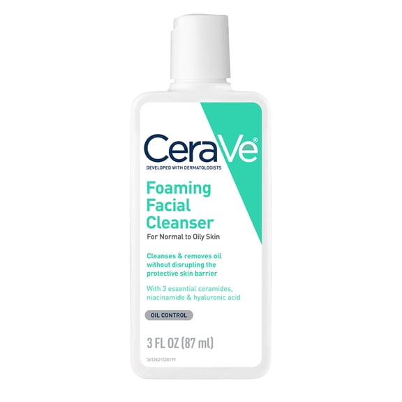 CeraVe Travel Size Foaming Facial Cleanser for Normal to Oily Skin, 3 fl oz