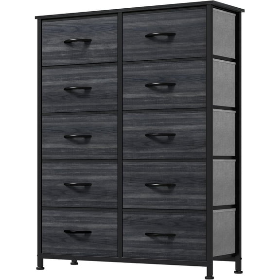 10 Drawer Dresser - Fabric Storage Tower, Organizer Unit for Living Room, Hallway, Closets - Sturdy Steel Frame, Wooden Top & Easy Pull Fabric Bins