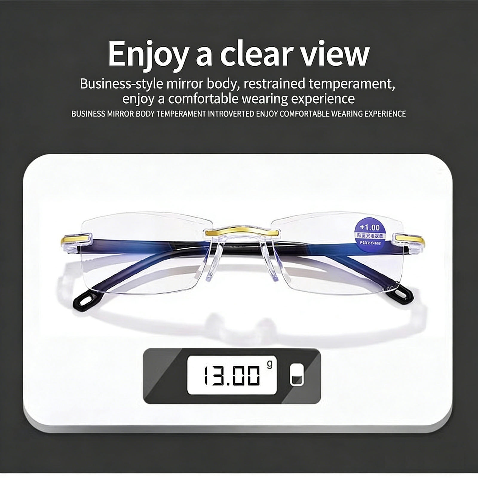 Vision Pro Blue Light Blocking Reading Glasses, Auto Focus Glasses Self Adjusting, Clarity Blue Ultra-Light Frameless Eyeglasses for Men Women