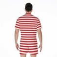 thumbnail image 2 of Red And White Striped Pattern Short Sleeve Men'S Rompers Casual Summer Jumpsuits Outfit, 2 of 4