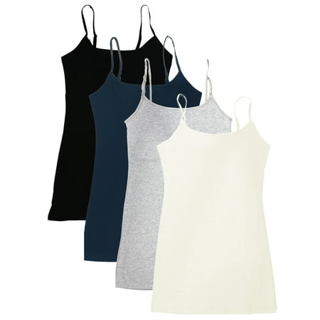 

Essential Basic Women Value Pack Long Camisole Cami - Black Navy H.Beige H.Grey 3X