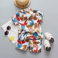 thumbnail image 4 of HCNTES Toddler Baby Boy Summer Outfits Tropical Jungle Animal Print Button Down Shirt and Shorts 2-Piece Set Toddler Boy Beach Vacation Clothes, 4 of 6
