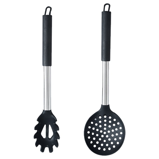 2 uds utensilios de cocina antiadherentes con mango de acero inoxidable, herramientas de cocina resistentes al calor sin BPA