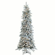 Sterling Clear Prelit Incandescent Green Flocked Pencil Christmas Trees, 7.5'