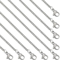 20 Pack 18 Inch/ 0.45m 304 Stainless Steel Cuban Chain Necklace Making Chains Silver Metal Lobster Claw Clasps Cable Curb Chain Necklaces Bulk for Jewelry Making Supplies Women Adult DIY