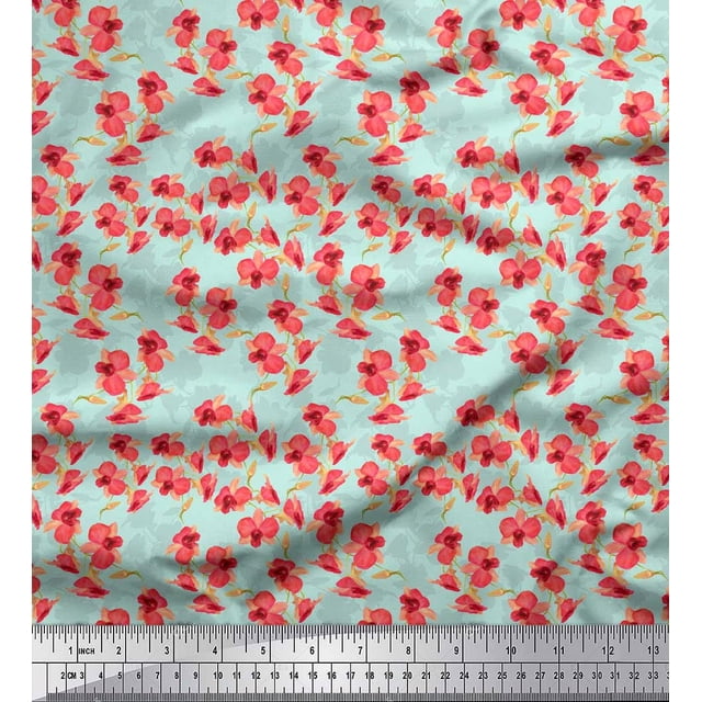 Soimoi Green Velvet Fabric Artistic Floral Fabric Prints By Yard 58 Inch Wide
