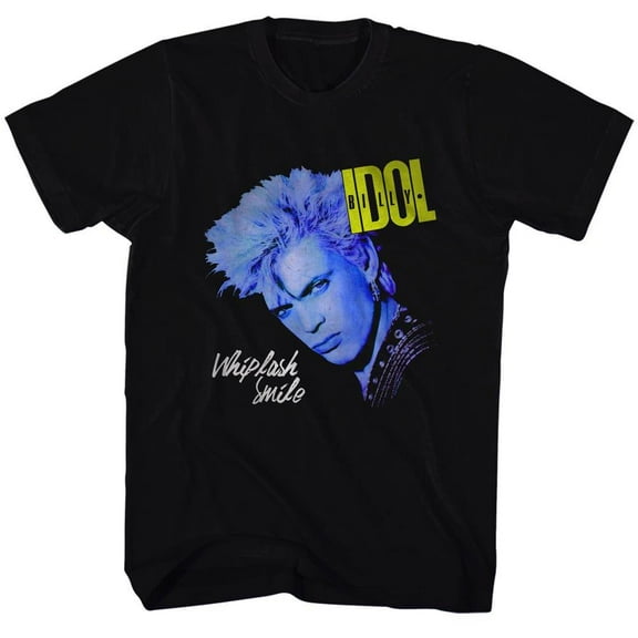 Billy Idol Black Whiplash Smile Black Adult T-Shirt