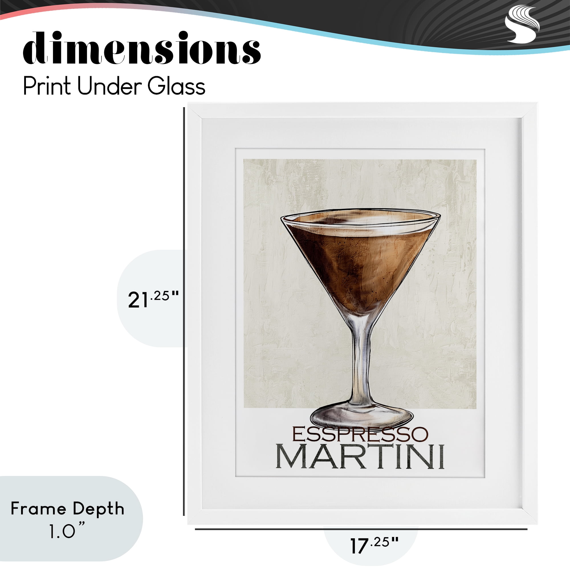 Stupell Industries Sophisticated Espresso Martini White Framed Print Under Glass, design by Kim Allen