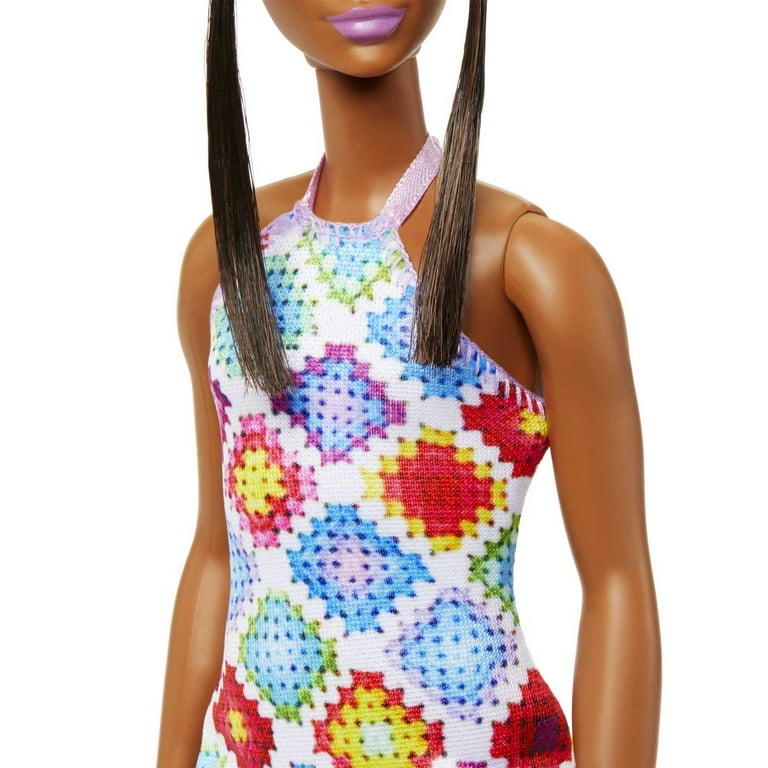 Barbie Fashionistas Doll #210, Bun Hairstyle, Crochet Halter Dress