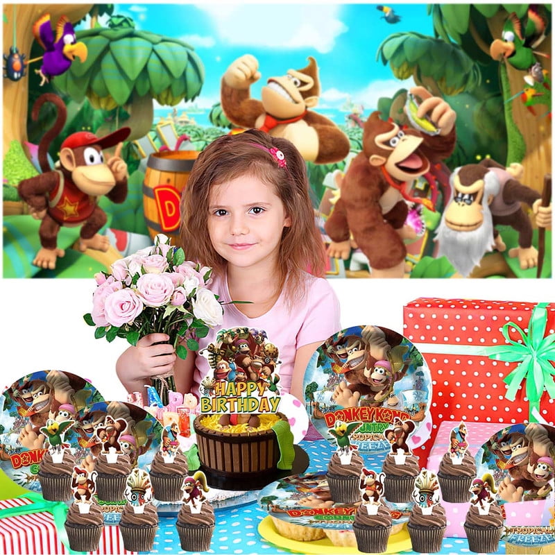 Donkey Kong Country Party Supplies Latex Balloons Decor Banner Backdrop Kit Birthday Decorations