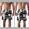 thumbnail image 3 of luoweisi Men's Beach Shorts Quick Dry Swim Trunks with Mesh Lining Cartoon Cat 2XL, 3 of 5