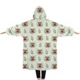 thumbnail image 2 of Oversized Wearable Blanket Hoodie,Green Highland Cow Flower Pattern Sherpa Blanket Hoodie with Super Pockets,Super Warm Fuzzy Pullover for Women & Men, 2 of 6