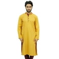 thumbnail image 7 of Atasi Men's Yellow Cotton Satin Kurta Pyjama Long Ethnic Indian Shirt-XX-Large, 7 of 7