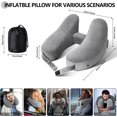 thumbnail image 5 of H-Shaped Neck Pillow for Travel Inflatable Airplane Pillow Comfortably Supports Head, Neck and Chin, Inflatable Travel Pillow with Portable Drawstring Bag (Grey), 5 of 6