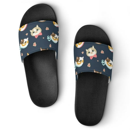 

GZHJMY Stylish Slides for Women Men Seamless Pattern with Portraits of Domestic Cats Soft Flexible Slip-on Sandals Slippers