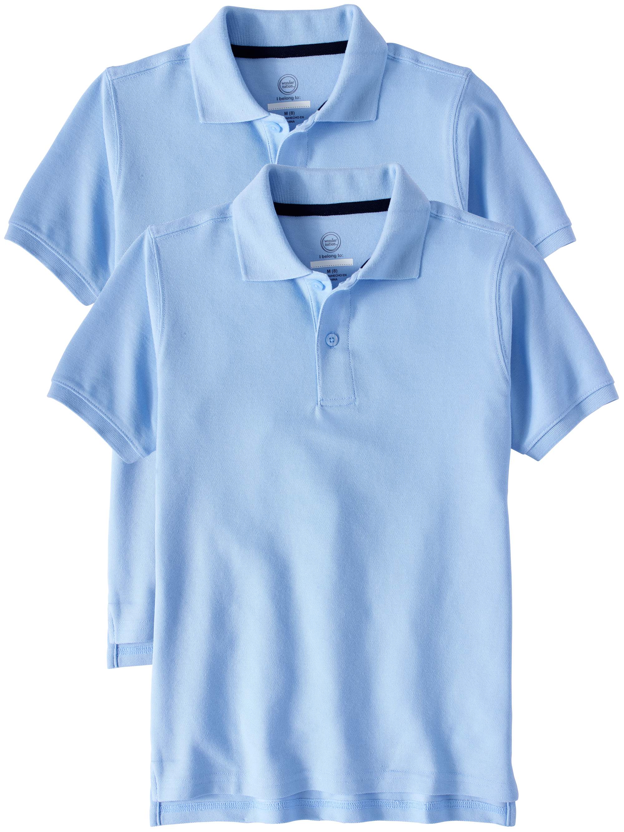 Wonder Nation Boys 4-18 School Uniform Short Sleeve Double Pique Polo Shirt, 2-Pack Value Bundle - image 1 of 1