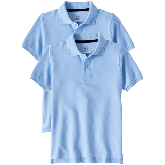Wonder Nation Boys 4-18 School Uniform Short Sleeve Double Pique Polo Shirt, 2-Pack Value Bundle