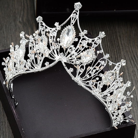 ELAYARD Crown Hair Jewelry Bridal Tiara Rhinestone Crown Silver Crystal for Photography Prop 1Pack