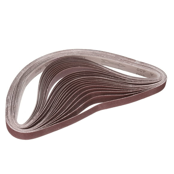 Uxcell 25 Pcs (5 de Chaque 80/120/180/240/400 Grains Assortis) Courroies de Ponçage en Oxyde d'Aluminium 1 Pouces x 42 Pouces Courroies Abrasives