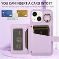 thumbnail image 3 of Dteck Wallet Crossbody for iPhone 11 Case with Lanyard Wrist Strap Credit Card Holder, PU Leather Protective Phone Case with Ring Holder,Purple, 3 of 8